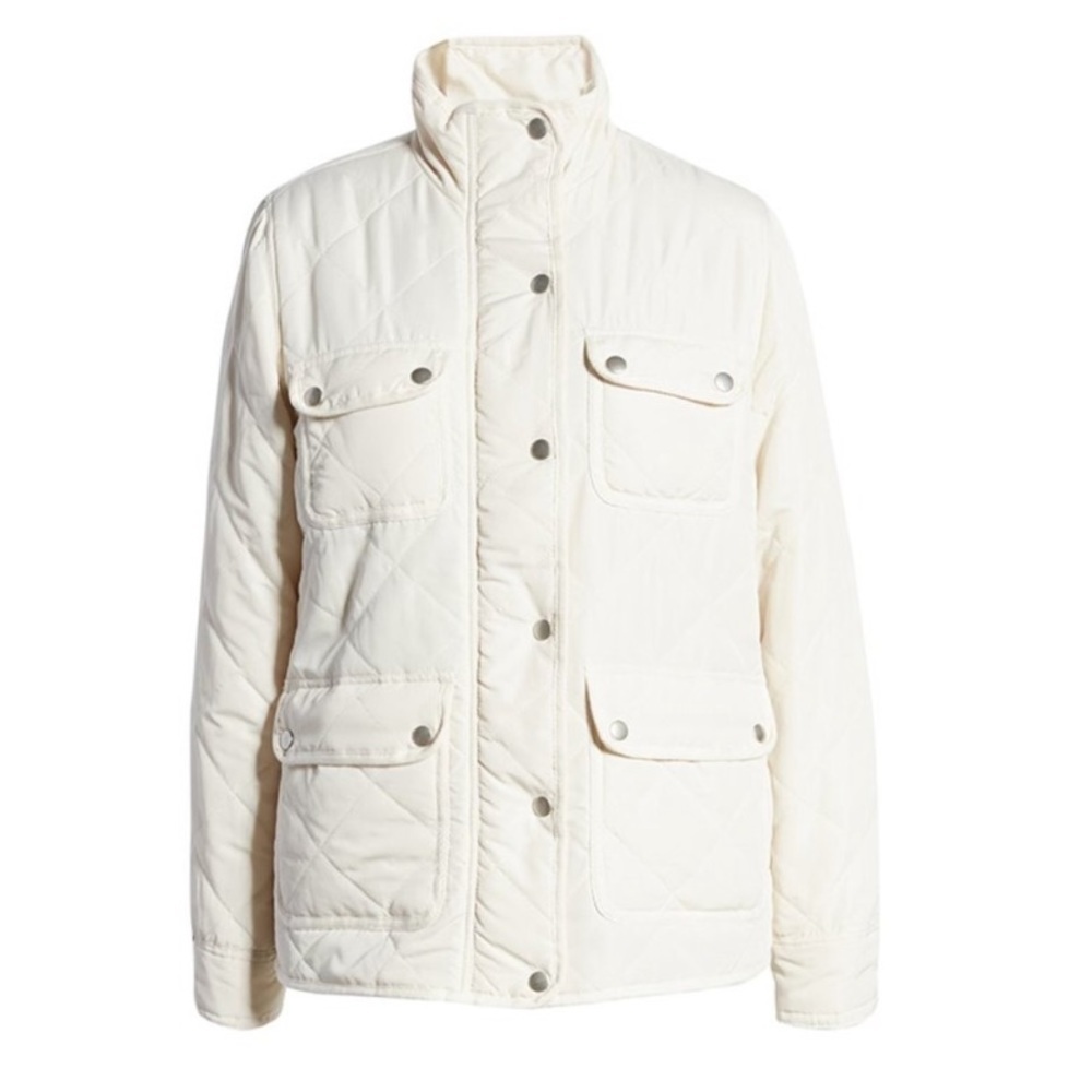 Thread & Supply faux shearling lined quilted jacket in bone size XS